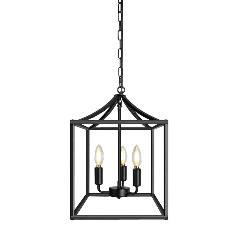 Afralia™ Black Farmhouse Chandelier for Dining Kitchen Living Room E14 Lamp