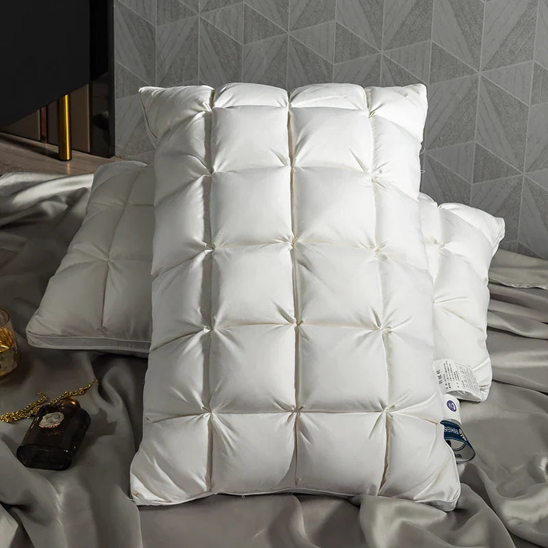 Afralia™ Luxury White Goose Down Orthopedic Pillow for a Fluffy, Cozy, and High-Quality Sleep