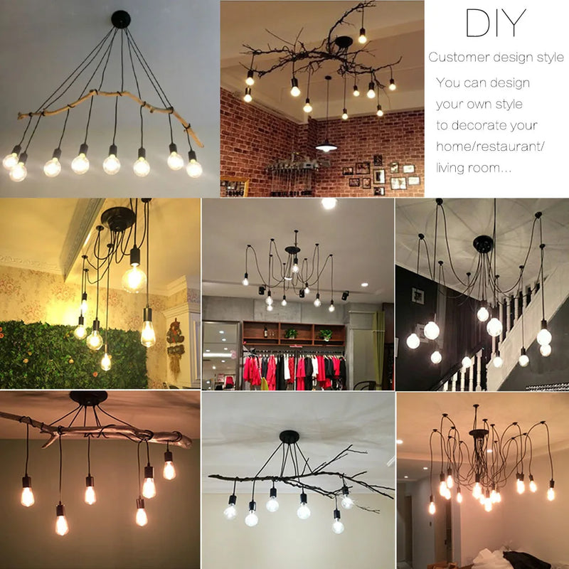 Afralia™ Vintage Industrial Spider Chandelier Ceiling Pendant Light - DIY Art Suspension Decor