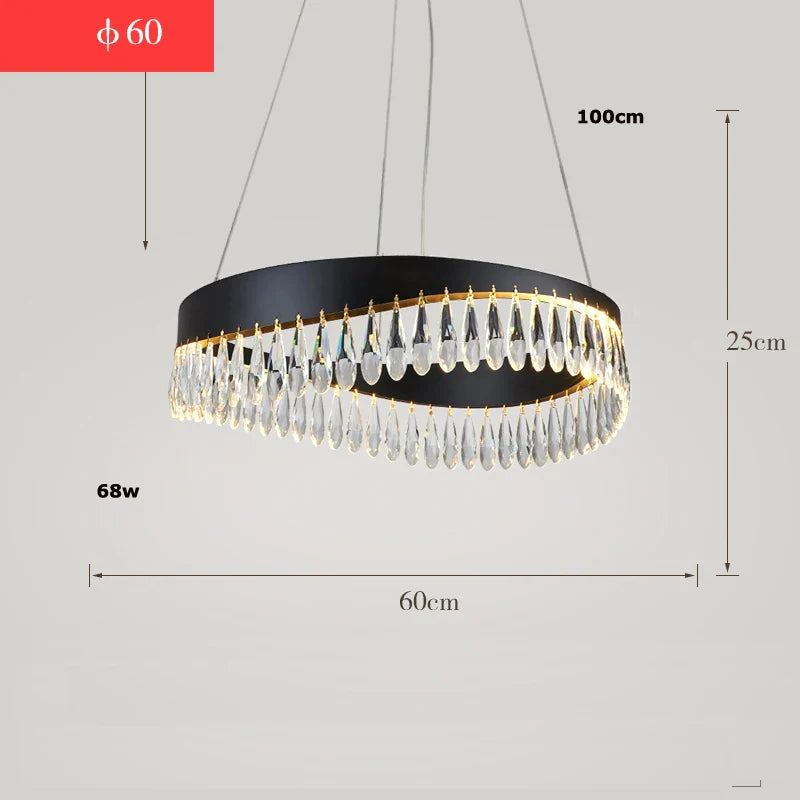Afralia™ Crystal Stainless Steel LED Chandelier for Foyer