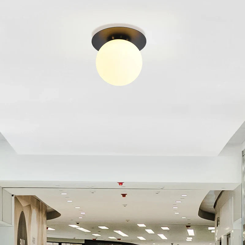 Afralia™ Nordic Glass Ball Ceiling Lamp for Indoor Decoration Lighting E27 Bulb