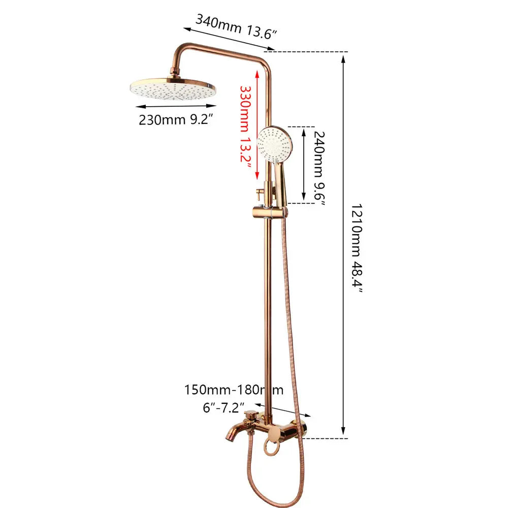 Afralia™ Rose Gold Brass Shower Faucet Set with Hand Shower - Luxury Bathroom Mixer
