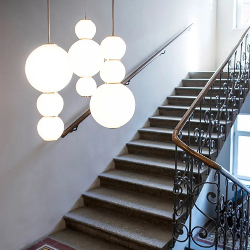 Afralia™ Nordic Glass Spiral Pendant Lights for Modern Villa Living Room