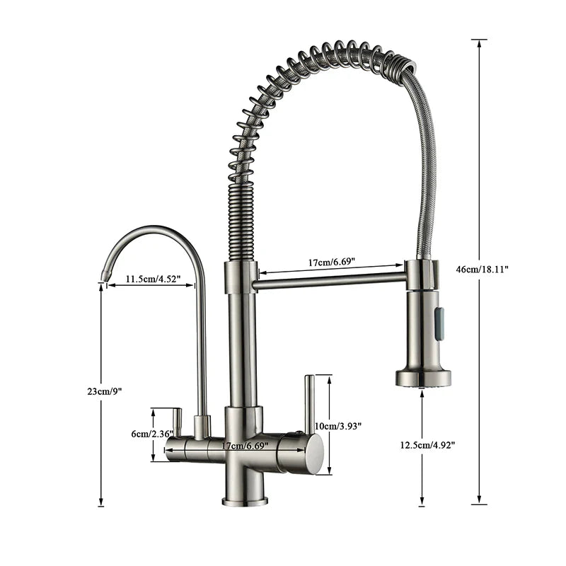 Afralia™ Swivel Filter Kitchen Faucet with Pull Down Nozzle and Hot/Cold Water Mixer