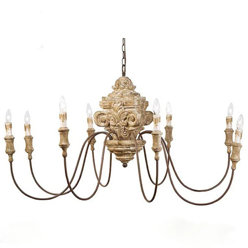 Afralia™ Classic Wooden Chandelier: Mid Century Large Living Room Lighting Fixture