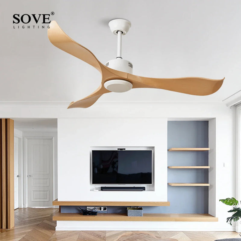 Afralia™ Modern White Plastic Blade Ceiling Fan Remote Control Bedroom 220v Ventilateur De Plafond