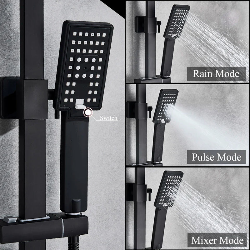 Afralia™ Black High Pressure Hand-held Shower Head for Water Saving and Bathroom Rainfall