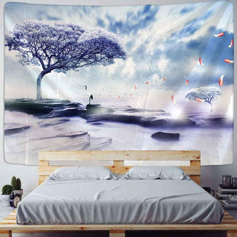 Afralia™ Tree Tapestry: Forest Starry Sky Hippie Wall Tapestries
