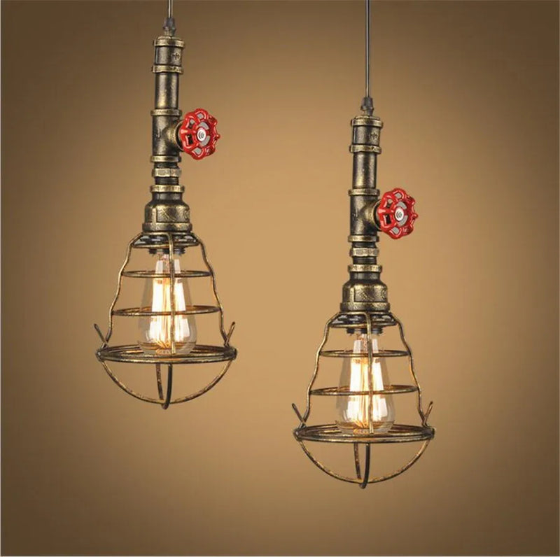 Afralia™ Iron Pipe Pendant Lights Holder Retro Loft Indoor Ceiling Hanging Lamp