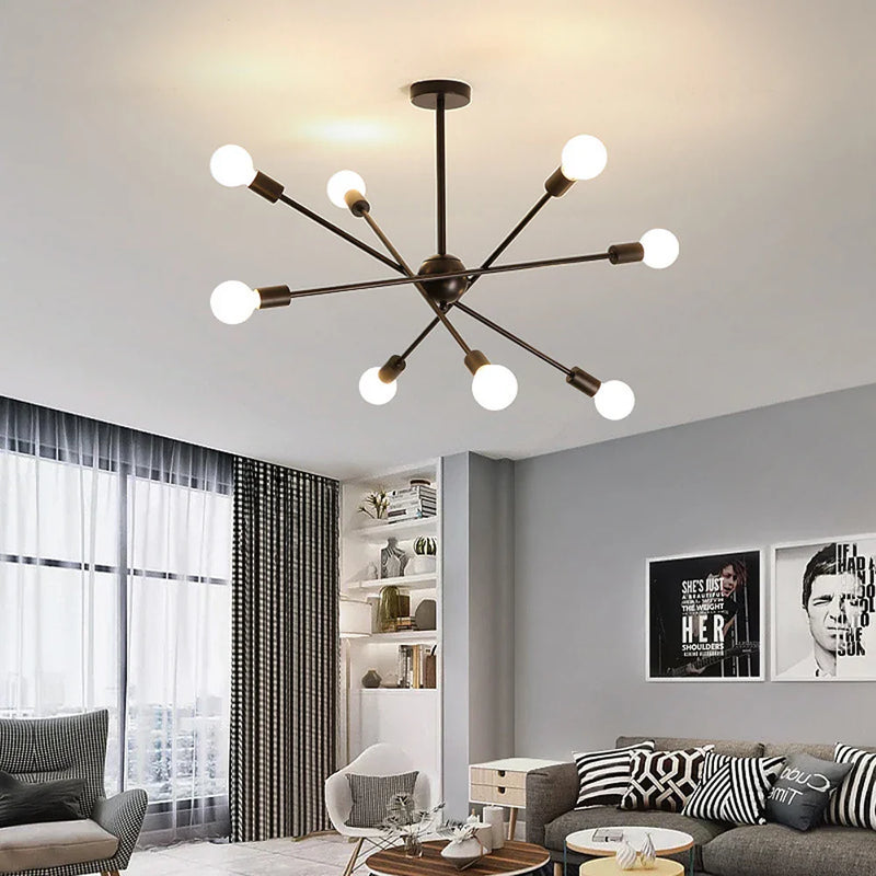 Afralia™ LED Ceiling Chandelier: Modern & Industrial Sputnik Style for Living Room & Bedroom