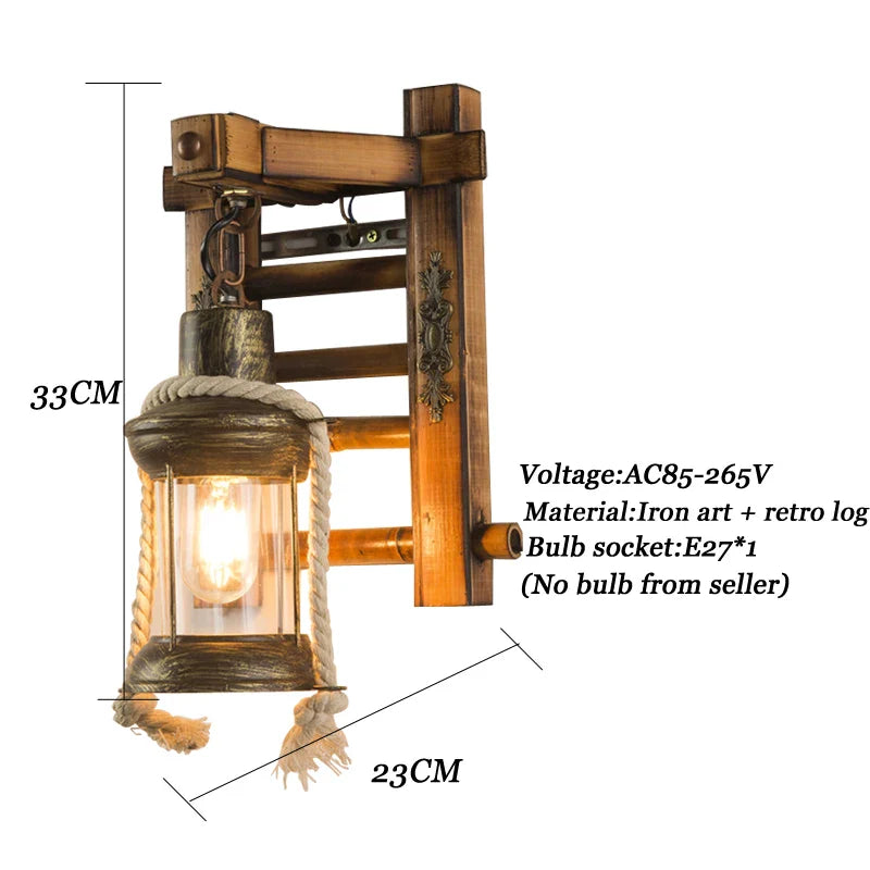 Afralia™ Retro Bamboo Wall Lamp Industrial Glass Sconce for Living Room and Bedroom