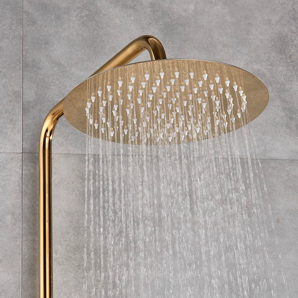 Afralia™ Gold Polish 8" Rain Shower System Wall Mounted Bathtub Faucet