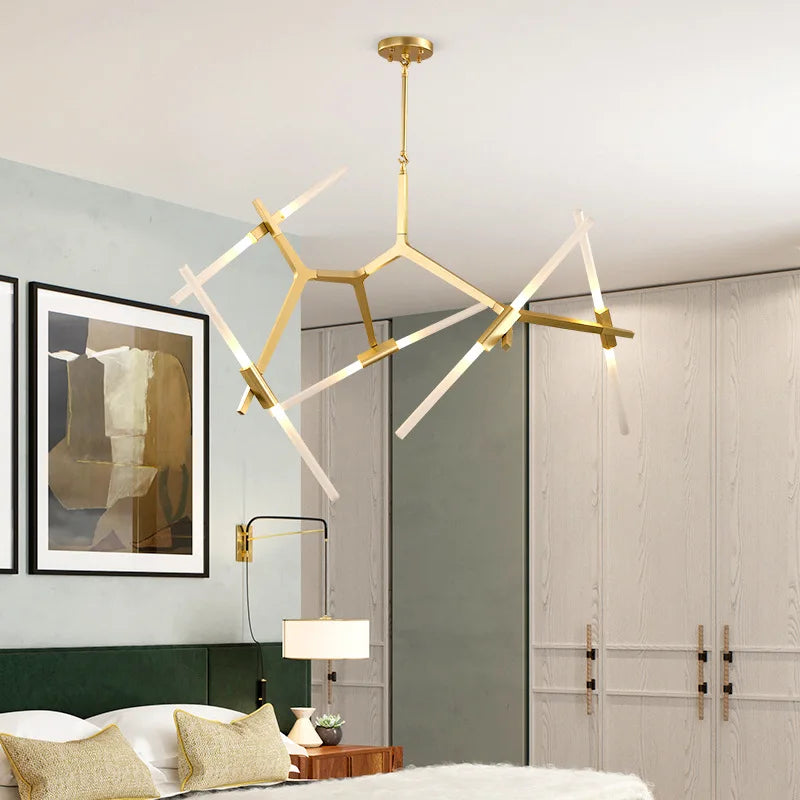 Afralia™ Branch Suspension Pendant Light - Gold Black G9 LED Iron Glass Fixture