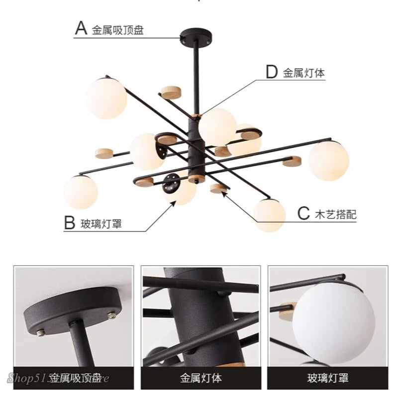 Nordic Glass Ball LED Chandelier for Modern Living Spaces by Afralia™