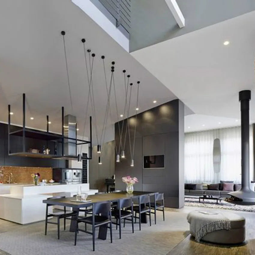 Afralia™ Geometric Vintage Linear Pendant Lamp for Living Room Kitchen Dining Lighting