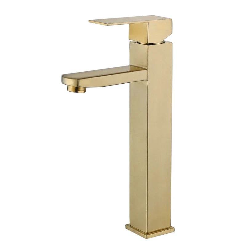 Afralia™ Brushed Gold Stainless Steel Bathroom Basin Sink Faucet Mixer