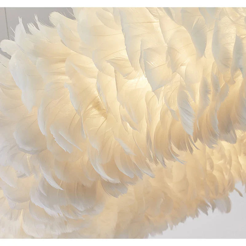 Afralia™ Feather Chandelier: Nordic Design Large Ring Lighting for Kids' Room, Bedroom, Staircase, and Restaurant