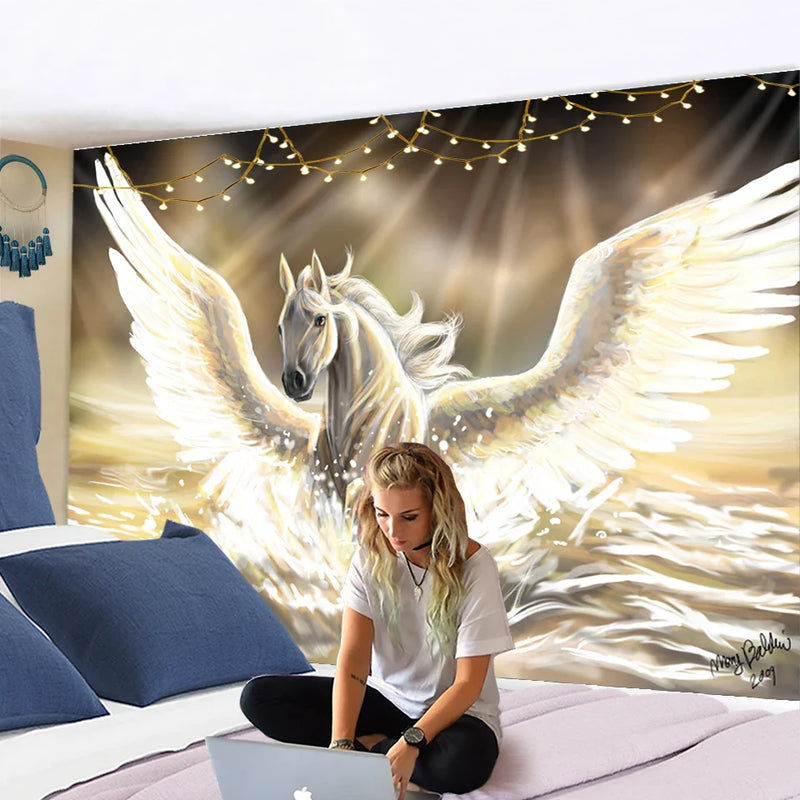 Afralia™ Pegasus Hippie Wall Tapestry | Flying Horse Wall Hanging for Home Decor