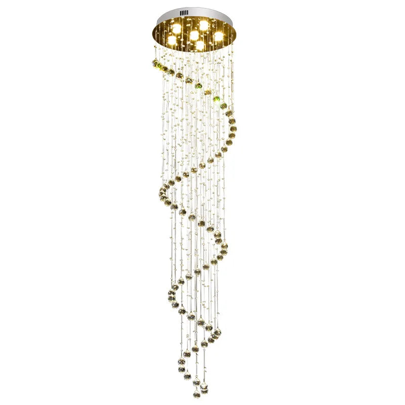 Afralia™ Crystal Chandeliers: Modern Spiral Living Room Lighting for Stair Lamp, Bedroom, Hotel Hall