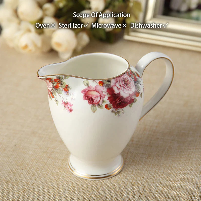 Afralia™ Porcelain Tea & Coffee Set, Elegant Bone China Floral Design, Teapot, Cups, Saucers