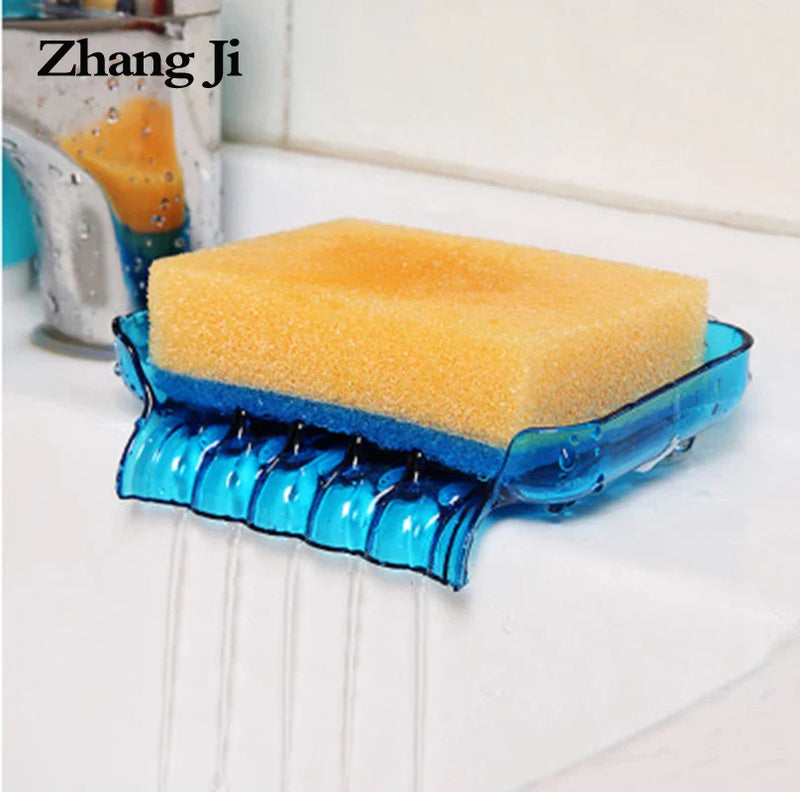 Afralia™ Waterfall Plastic Soap Dish Drain Soap Holder Shower Sponge Kitchen Sink Holder