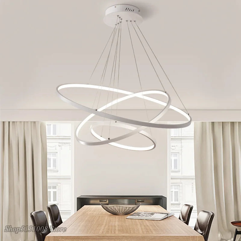 Afralia™ Modern LED Circle Rings Pendant Lamp for Living Dining Room Home Decor