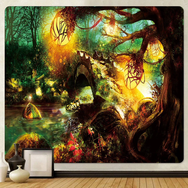 Afralia™ Magic Forest Elf Tapestry Bohemian Wall Art Deco for Home Decor