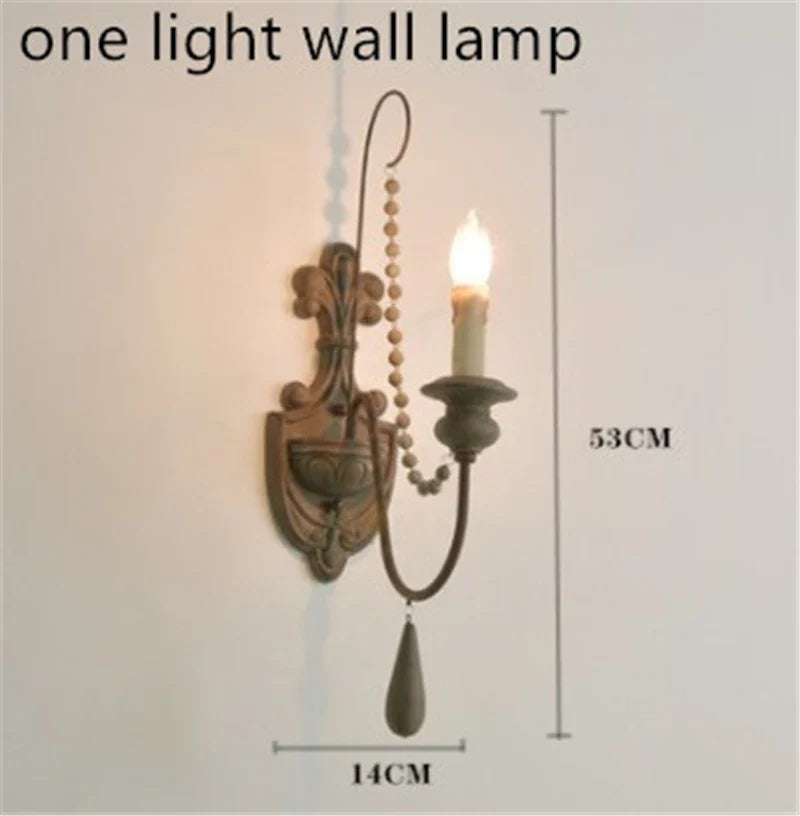 Afralia™ Vintage Wood Bead Wall Sconce Farmhouse Lighting