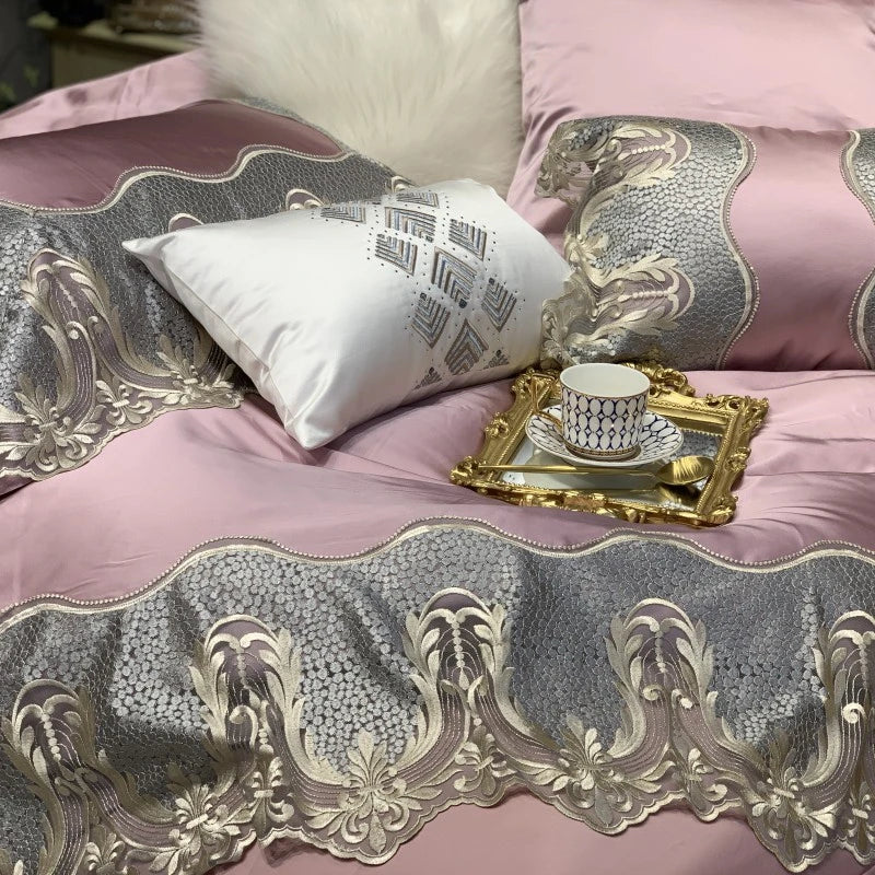 Afralia™ Luxury Lace Embroidery Bedding Set, 1000TC Egyptian Cotton, Princess Wedding Theme