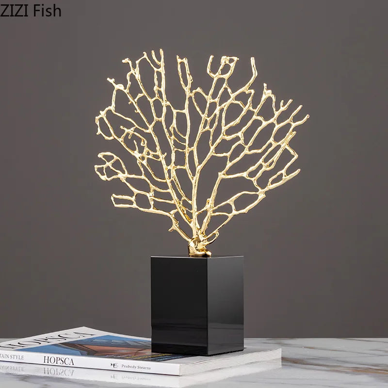 Afralia™ Alloy Coral Crafts on Crystal Base for Stylish Desktop Decor