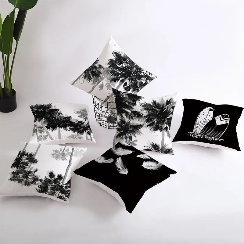 Afralia™ Nordic Black White Minimalist Style Car Sofa Pillow Cushion 45x45cm - Wholesale