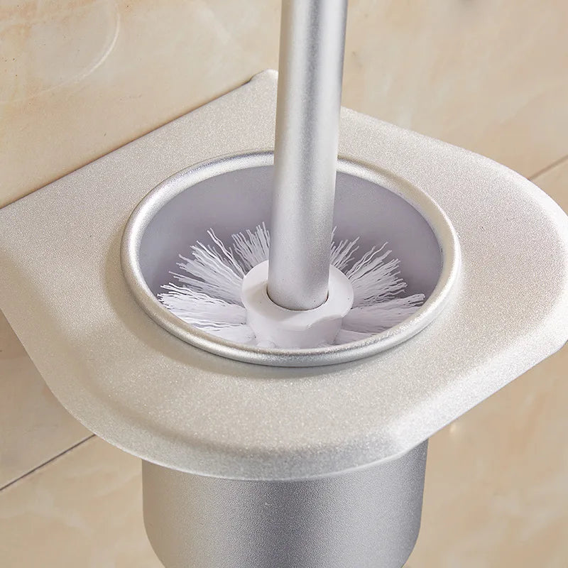 Afralia™ Stainless Steel Toilet Brush Holder, Wall Mount, Black, Bathroom Cleaning Kit