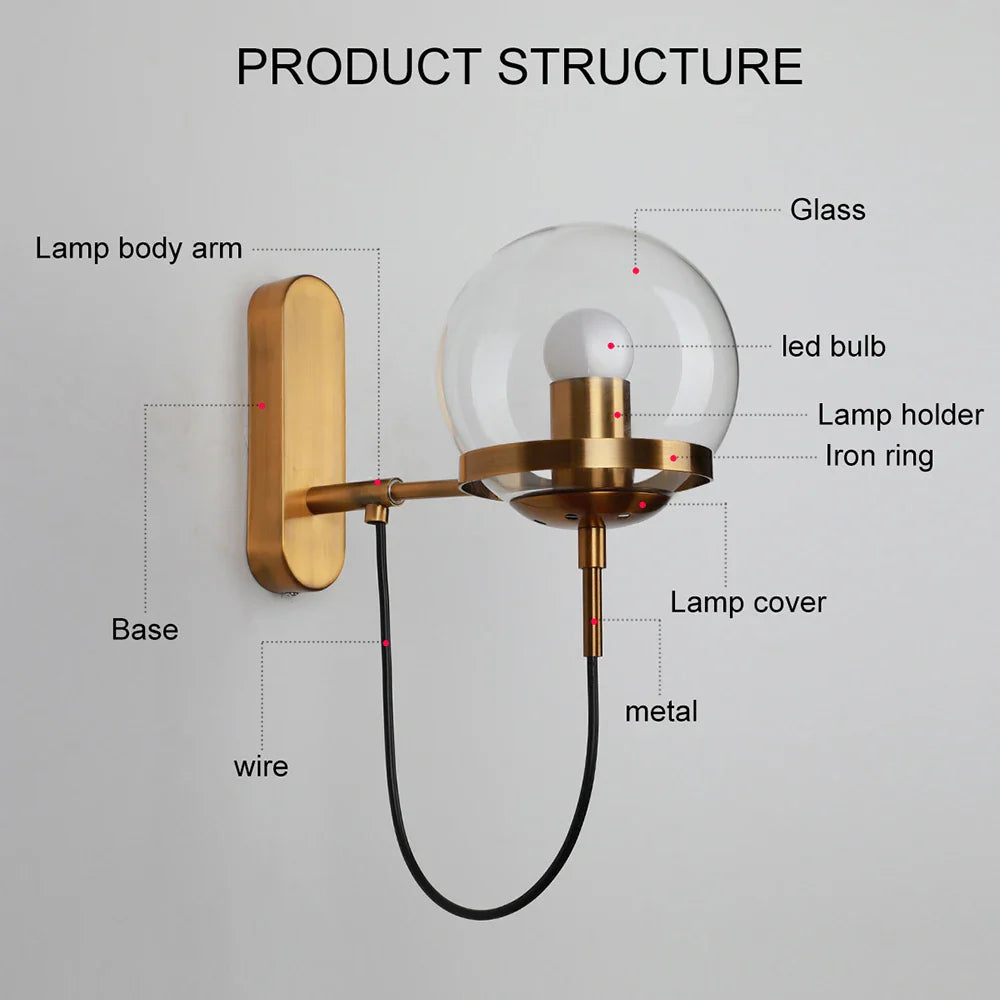 Afralia™ Loft LED Wall Light Modern Home Lighting E27 110-220V Bedroom Indoor Decor