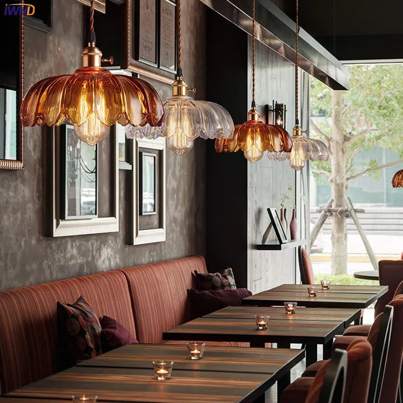 Afralia™ Vintage Green Glass Artistic Pendant Lamp for Bar Restaurant Cafe Retro Lighting