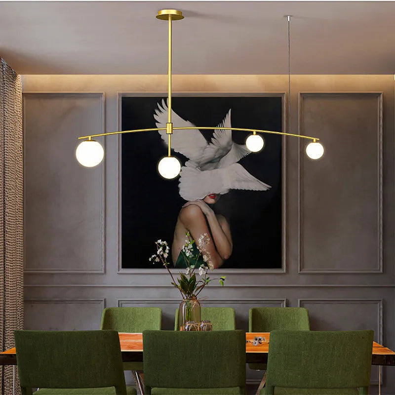 Afralia™ Glass Ball Chandelier: Modern Minimalist Lighting for Bar, Kitchen, Restaurant