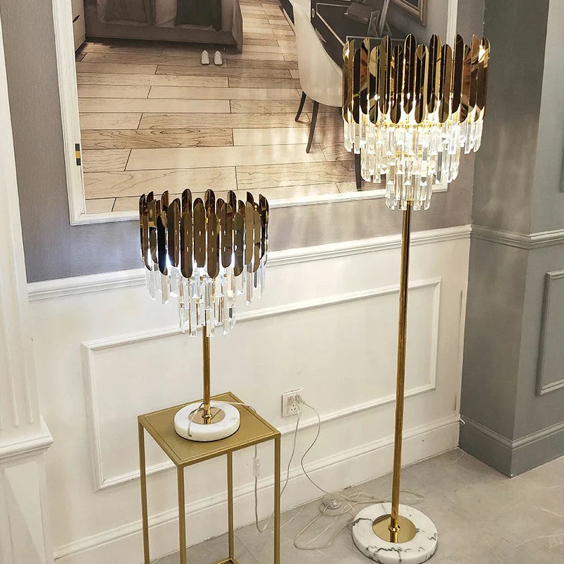 Afralia™ Postmodern Crystal Marble LED Floor Lamp for Bedroom
