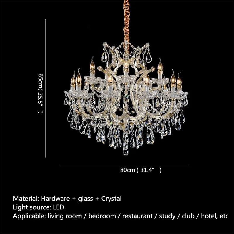 Afralia™ Crystal Candle Chandelier: Elegant LED Pendant Lamps for Home, Hotel, Villa Hall