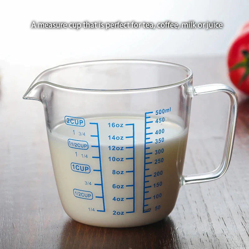 Afralia™ Glass Measuring Coffee Milk Jug Espresso Latte Pitcher for Barista and Home Use