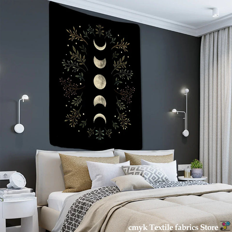 Afralia™ Moon Phase Tapestry Wall Hanging: Bohemian Hippie Home Decor