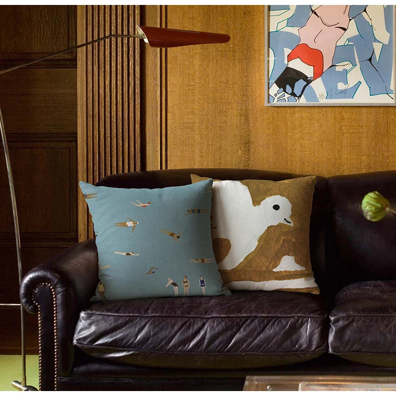 Afralia™ Cute Dog Printed Designer Throw Pillow Cover for Living Room Sofa Decor