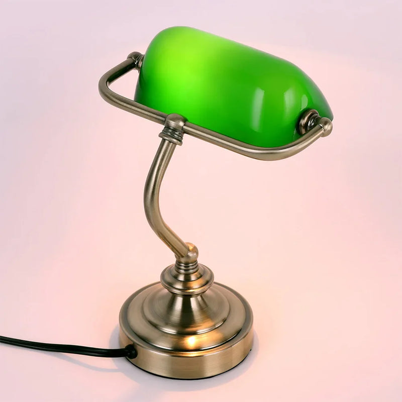 Afralia™ Retro G9 Mini Green Glass Table Lamp for Office, Library, and Living Room