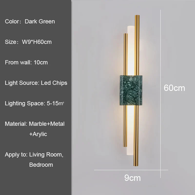 Afralia™ Marble Wall Light: Modern LED Indoor Decor - Black/White/Green Luxury Aesthetics
