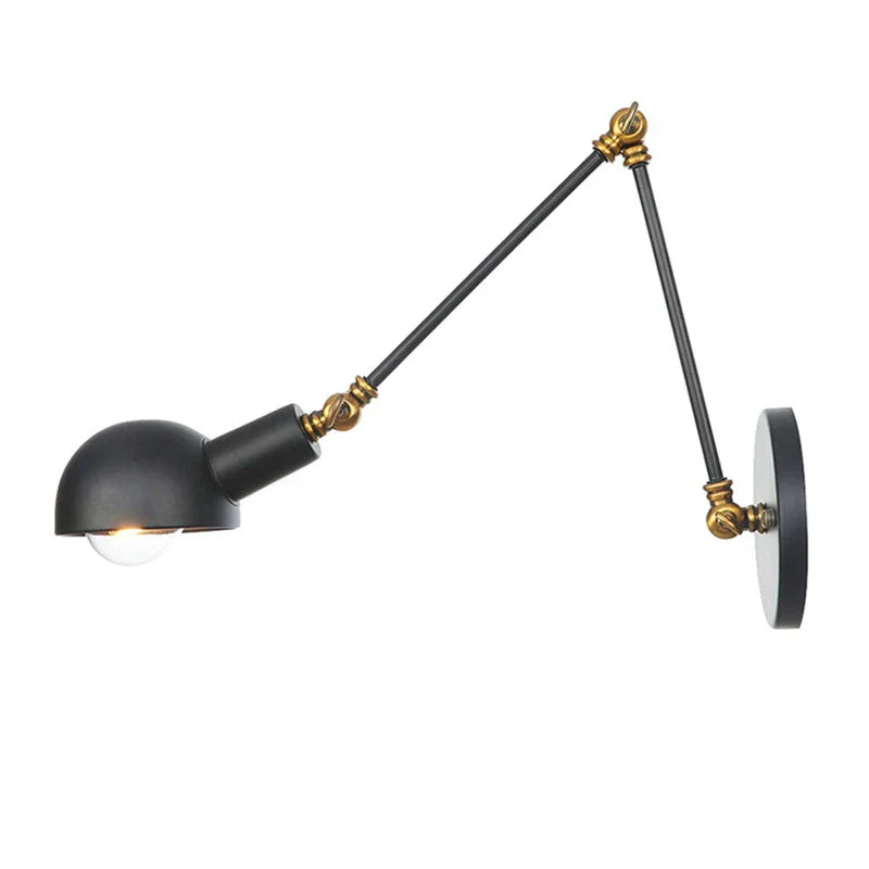 Afralia™ Vintage Loft Adjustable Wall Lamp Black Swing Arm Sconce Wall Lights