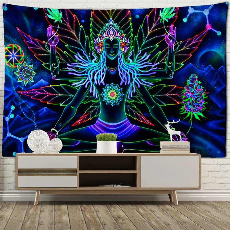 Afralia™ Seven Chakra Meditator Tapestry Wall Hanging for Boho Decor