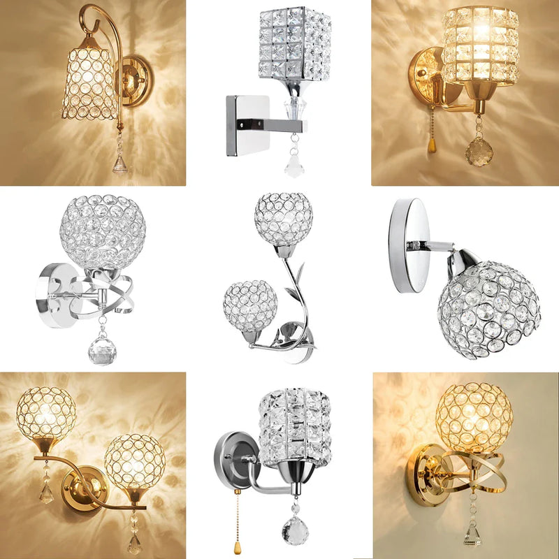 Afralia™ Crystal Wall Sconce: Modern Bedside Wall Lamp for Home Decor