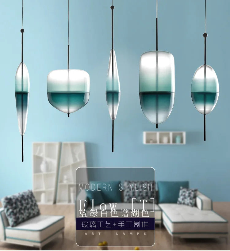 Afralia™ Glass Pendant Lamp: Blue Gradient Italian Designer Light for a Peaceful Space