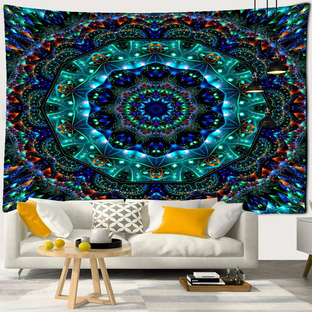 Afralia™ Chakras Mandala Tapestry Wall Hanging - Hippie Psychedelic Home Decor