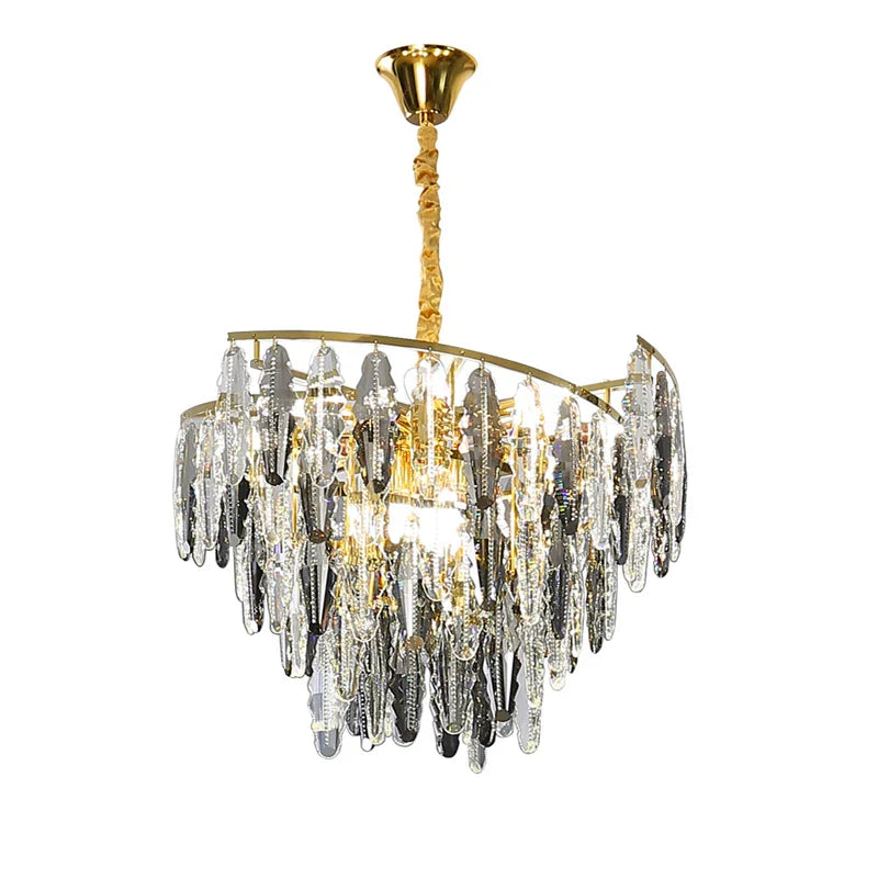 Afralia™ Art Deco LED Crystal Chandelier Lighting for Foyer