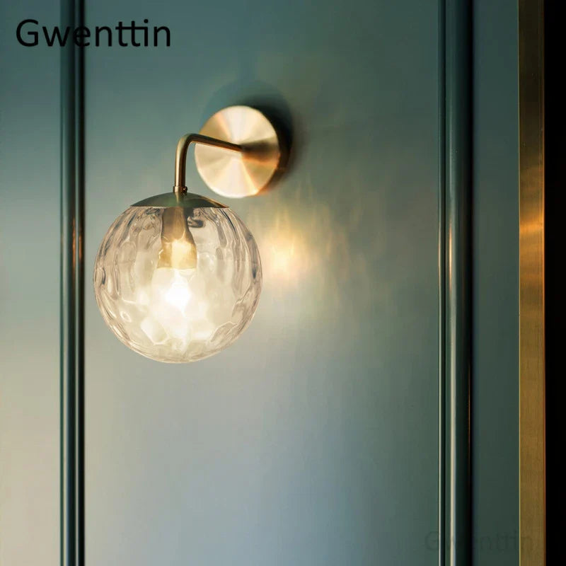 Afralia™ Gold Glass Ball Wall Lamp | Nordic Mirror Sconce Indoor Lighting