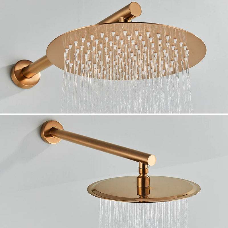 Afralia™ Rose Gold Shower Faucet System with Rainfall Shower Head